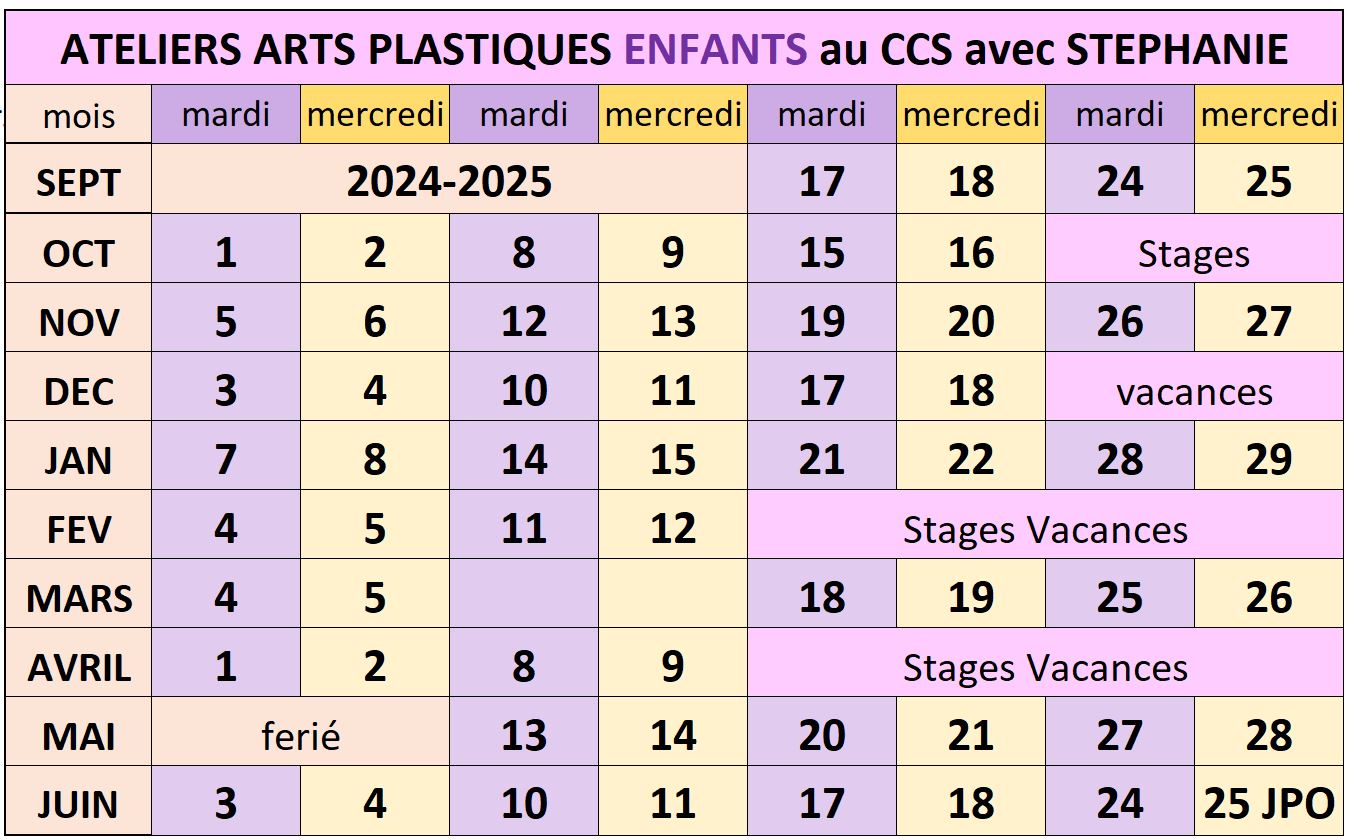 Calendrier 2025 Enfants